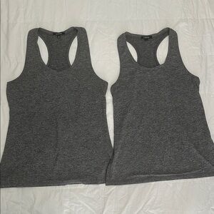 Zobha Charcoal Heather Gray Racerback Tank Tops (2) - Size Large
